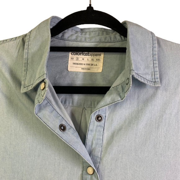 COLORFAST APPAREL Light Wash Denim Shirt Jean Dress - Picture 4 of 15